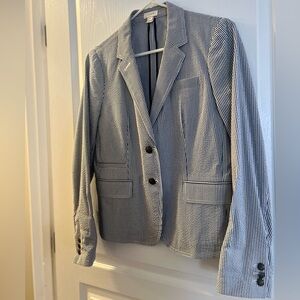 J. Crew Navy and White Striped Blazer